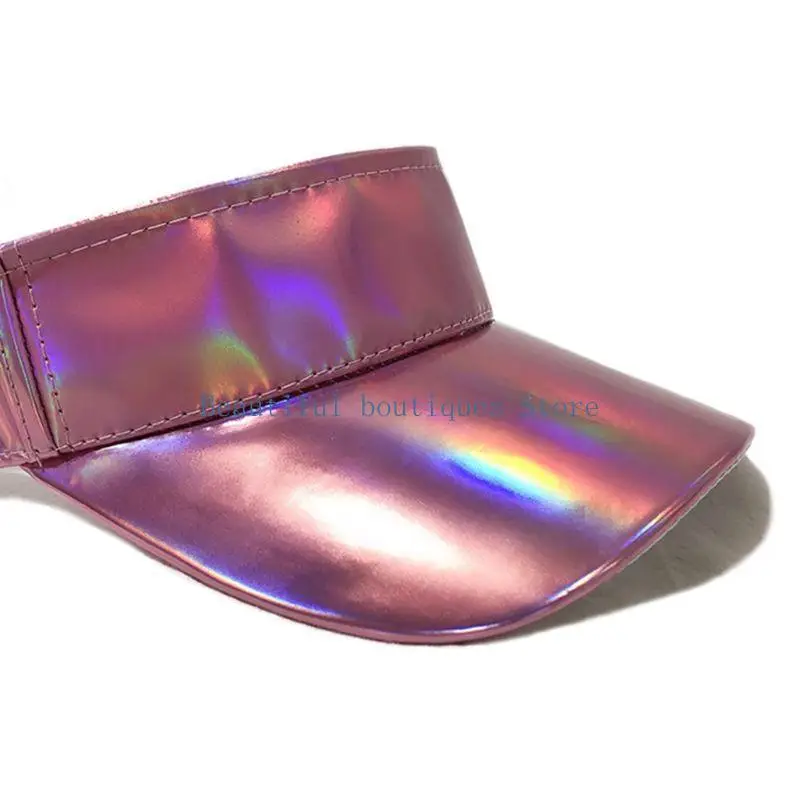 U4LF Minimalist Unisex Faux Leather Empty Top Baseball Cap Metallic Rave Hologram Ref
