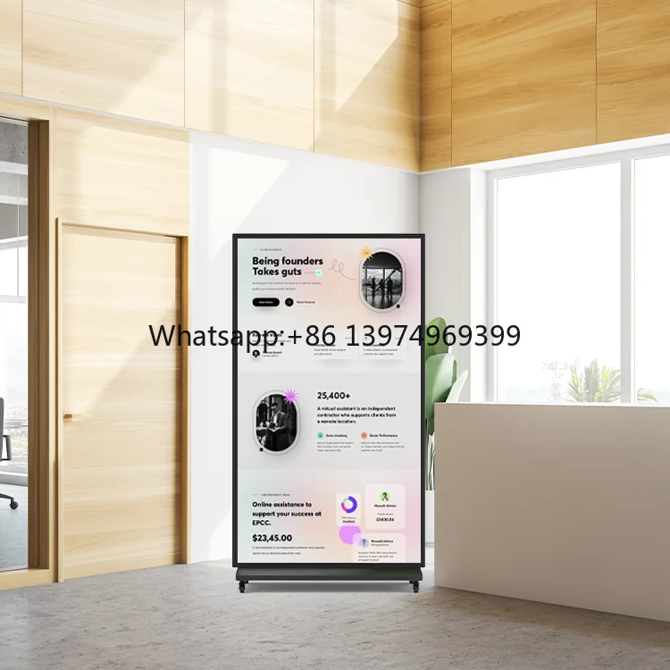 HUSHIDA 75 86 Inch Vertical Full Screen Display Screen  Touch 4k Stand Advertising Screens