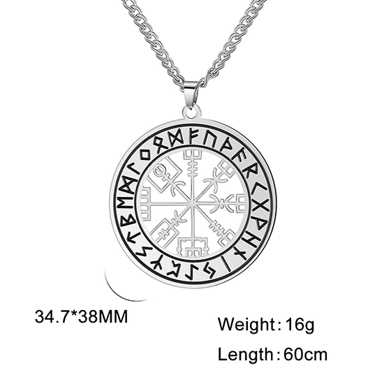 Vintage nordische Runen-Halsketten für Männer, Edelstahl, nordische Runen, Wikinger-Schmuck, heidnischer Elder-Futhark-Anhänger, Amulett, Talisman – Detail 10