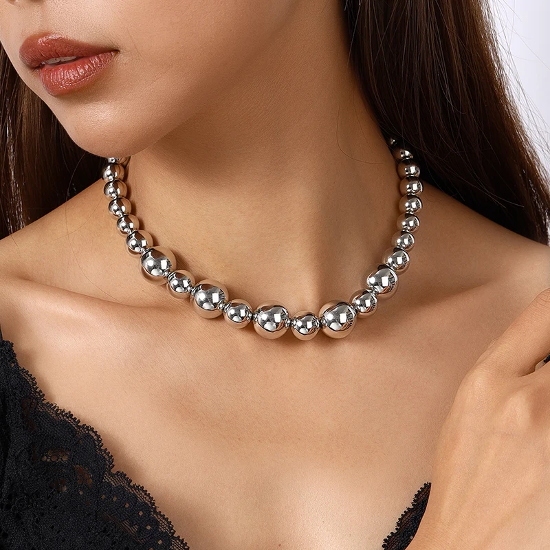 Aihua Übertriebene Imitation Perle Perlen Halskette für Frauen CCB Große Herz Anhänger Choker Halskette Schmuck Auf Den Hals Kragen – Detail 11