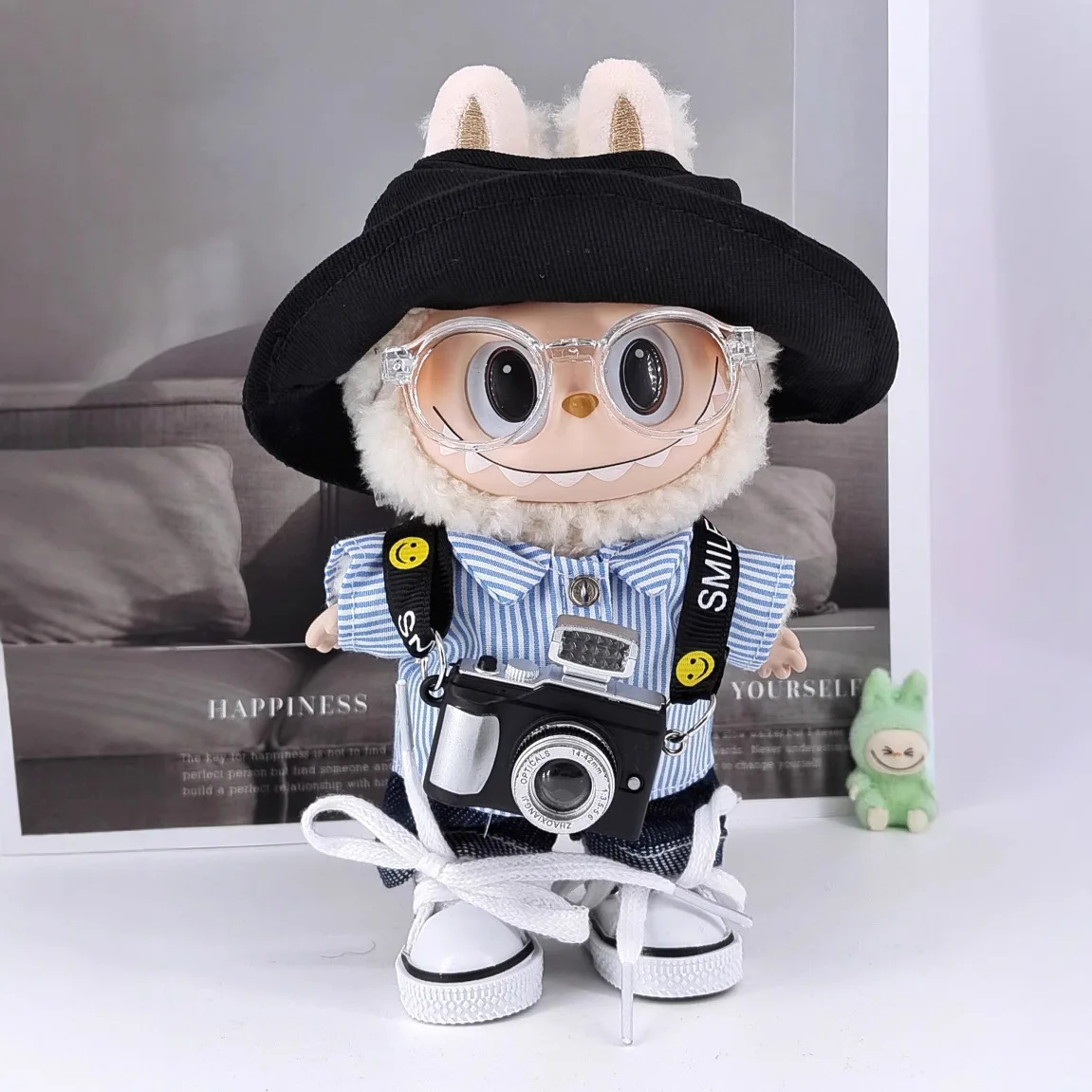 

Аксессуары для кукол Labubu 15/17 см, комплект мини-кукольной одежды, полосатая рубашка Labubu Ropa, модный наряд, милая кукольная одежда, камера