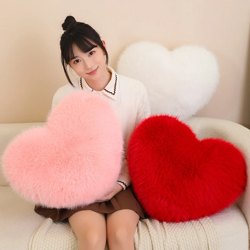 Cuscino Peluche a Forma di Cuore 40cm, Giocattolo Morbido per Bambini, Cuscino Decorativo per Divano e Letto, Regalo di Natale per Ragazze