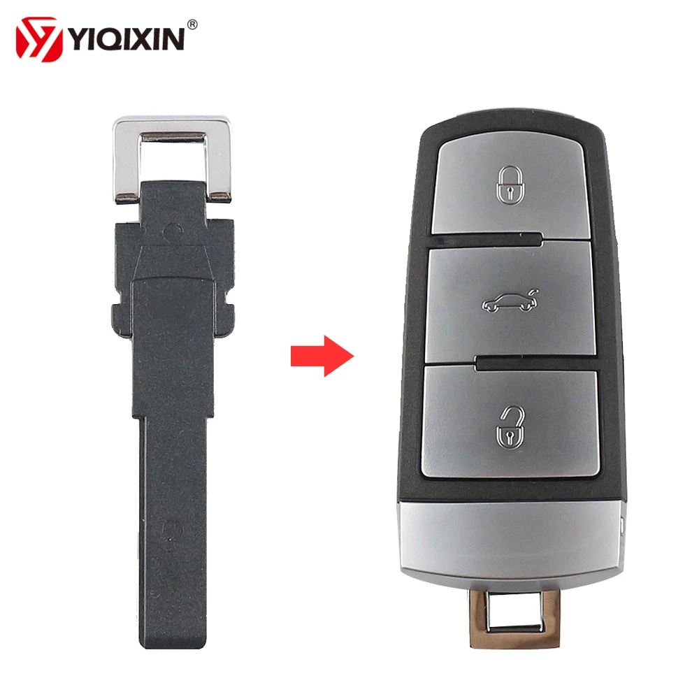 YIQIXIN 1Pcs Black Uncut Blade Insert Smart Remote Emergency Key For VW For Volkswagen Magotan Smart key For Passat B6 B7 CC