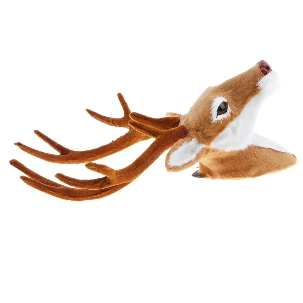 Stuffed Deer Head Model Toy, Animal Wall Hanging Decor, Home Ornament Gift