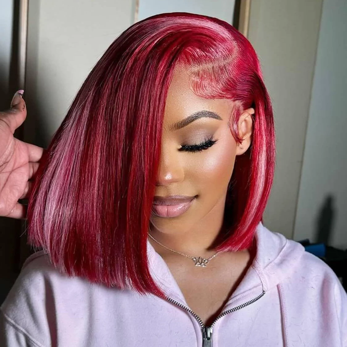 

Бордовый Боб Короткие Прямые Парики Фронта Шнурка Человеческих Волос 100% Бразильские Реми Необработанные Волосы 99J 13x4 HD Парик Фронта Шнурка Человеческих Волос