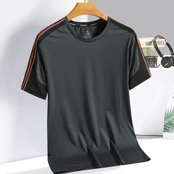 Sports running T-shirt color blocking men's and women's short sleeved T-shirt casual loose ice silk quick drying breathable fash