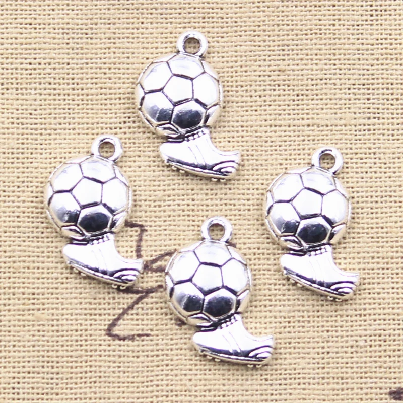 20pcs Charms Football Soccer Shoes 20x18mm Antique Silver Color Pendants DIY Crafts Making Findings Handmade Tibetan Jewelry