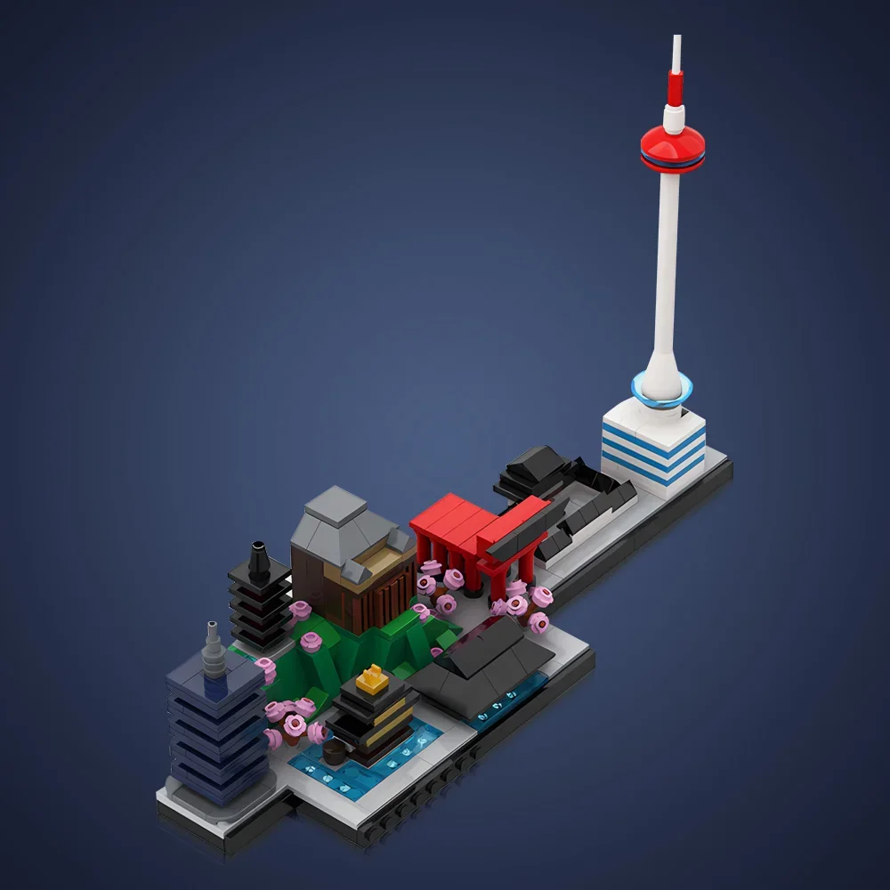 MOC Kyoto Skyline cegły Model słynna japońska architektura widok ulicy klocki DIY zabawki do montażu prezenty urodzinowe dla dzieci