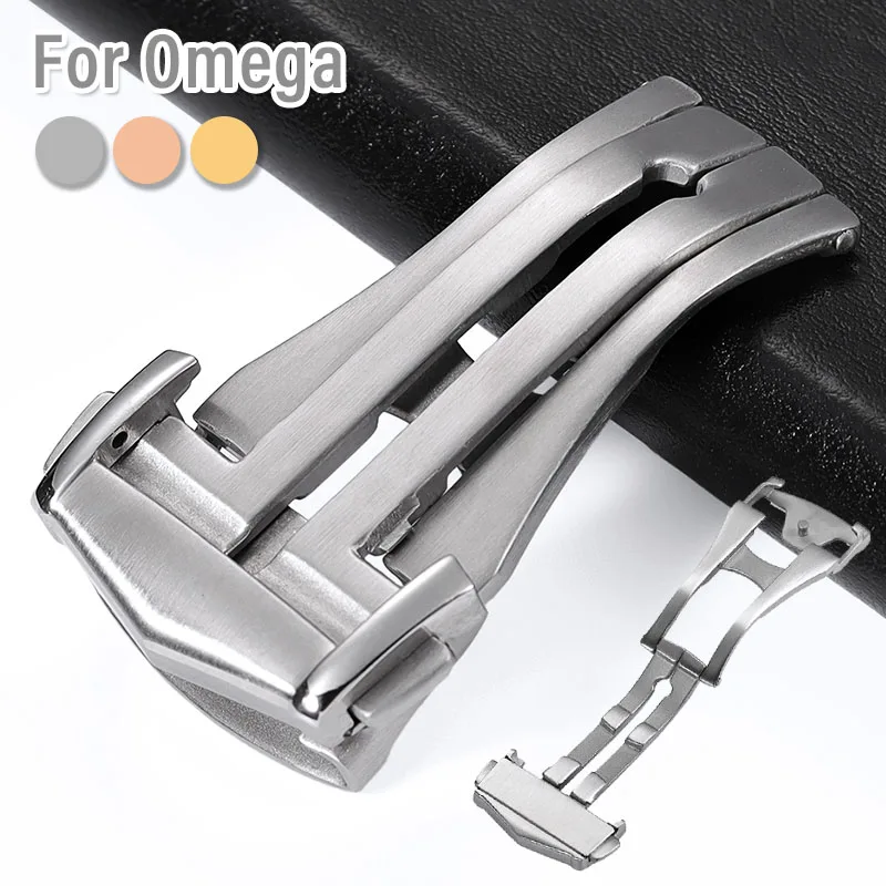 Stainless Steel Watch Buckle 18mm 20mm Metal Butterfly Clasp for Omega Nylon Strap Deployment Double Press Button Accessories