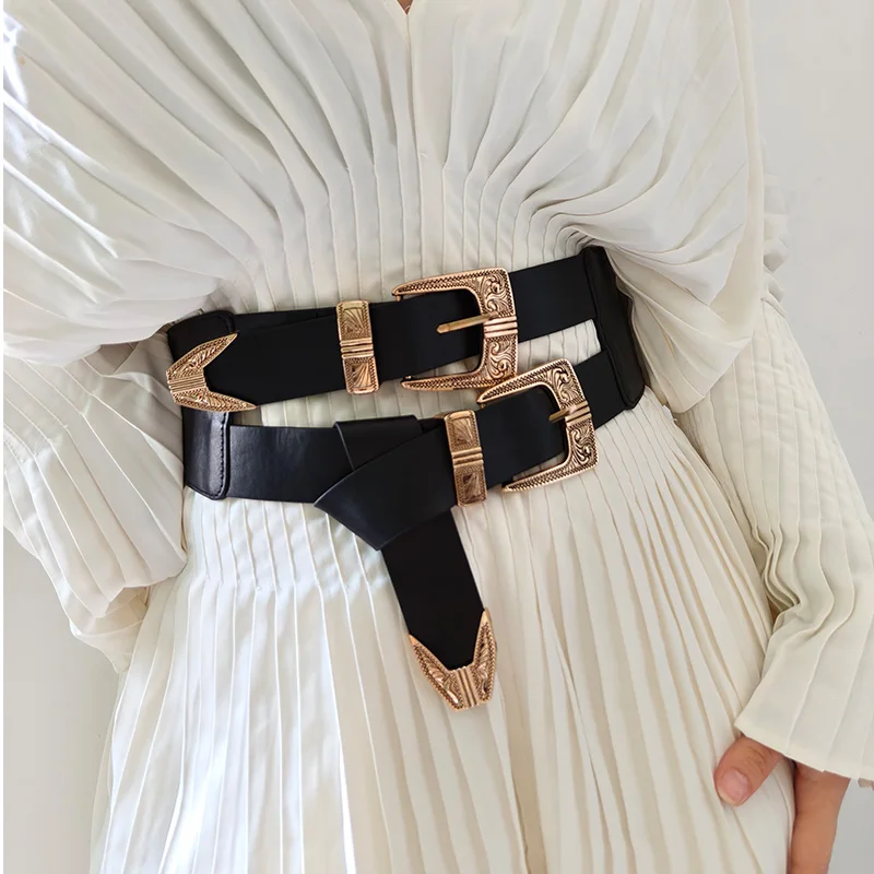 

Женский пояс в готическом эластичном корсете, женские эластичные пояса высокого качества, роскошные дизайнерские черные широкие ремни в стиле панк для женщин