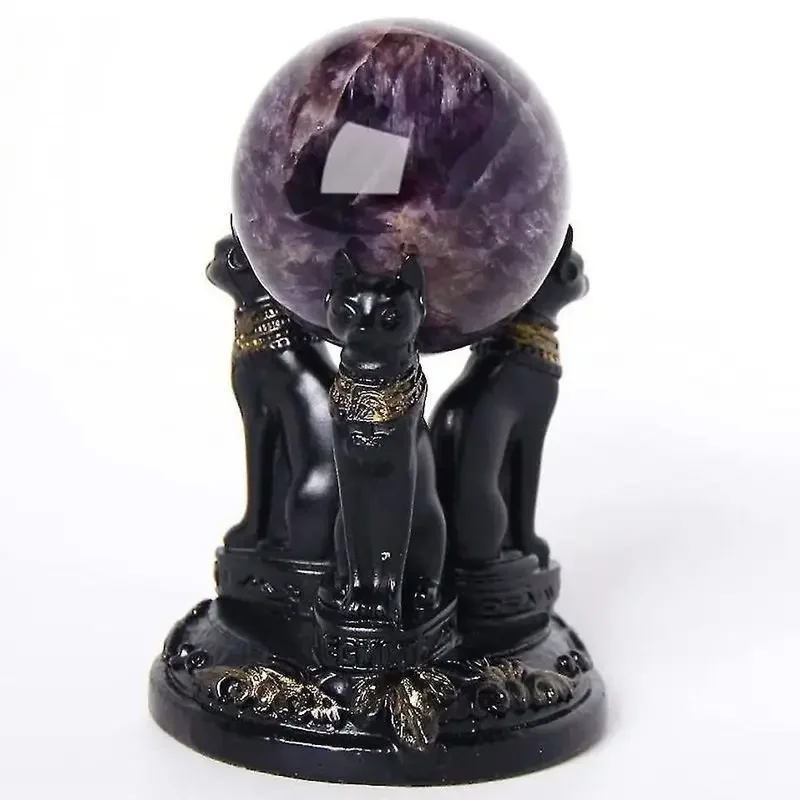 Buster Cat Muse Statue Crystal Ball Display Stand Ornament