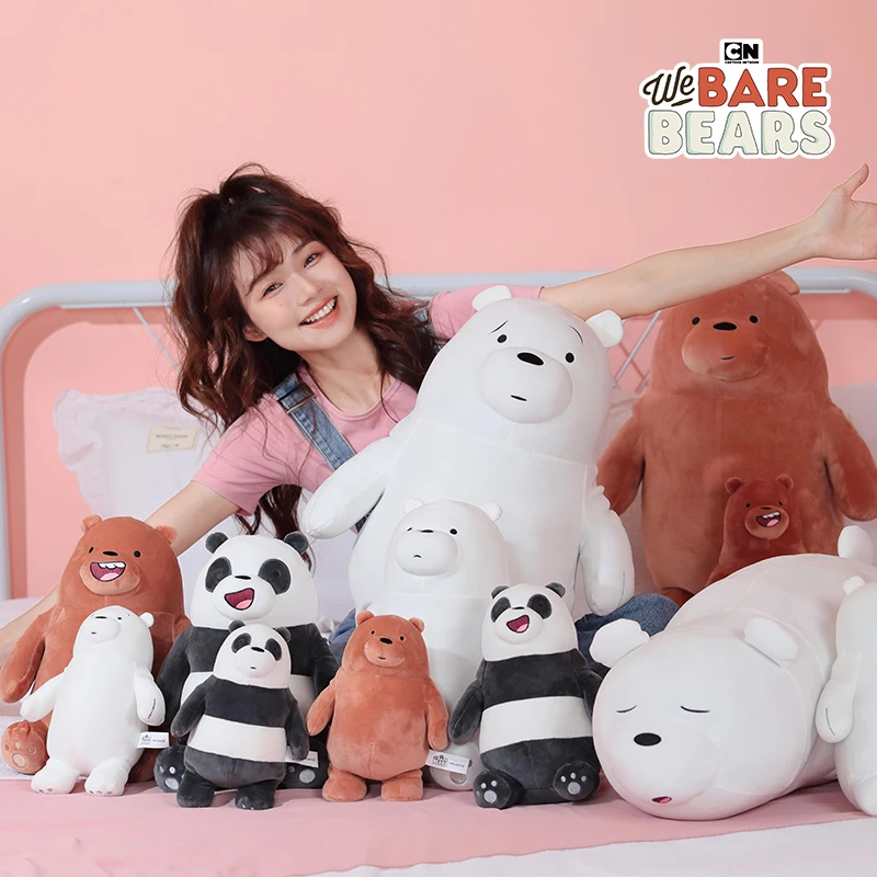 24cm We Bare Bears Cartoon Plush Toys Standing Grizzly Panda Ice Bear Soft Stuffed Dolls Plushies Figures Gifts