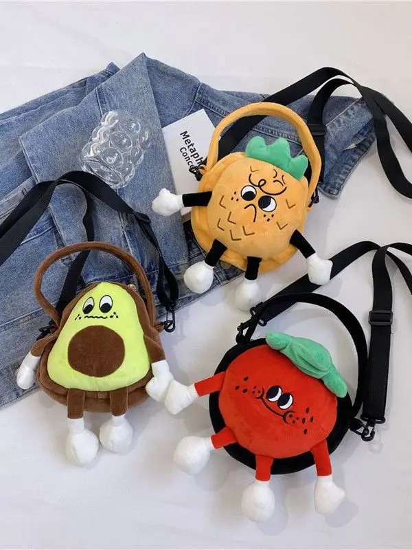 Cartoon Cute Fruit Elf peluche zaino New Kids Fun Fruit Series borsa a tracolla personalizzata semplice borsa a tracolla per il tempo libero regalo per bambini