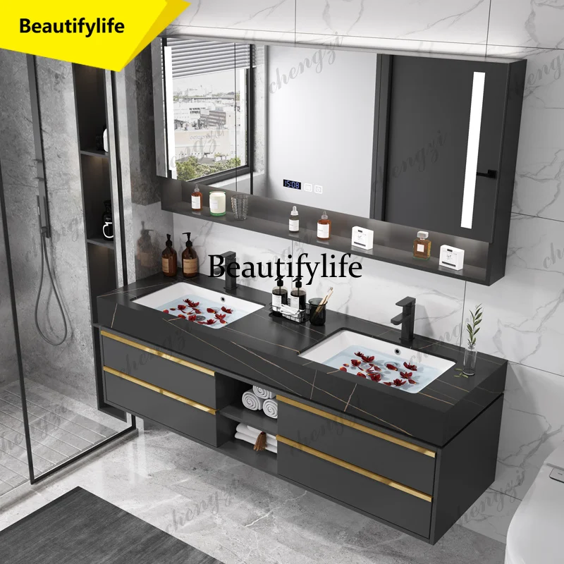 M02 Solid Wood Boards Modern Smart Home Improvement Furniture Bathroom Fixture Bathroom Cabinets Bathroom Vanities Cabinet with