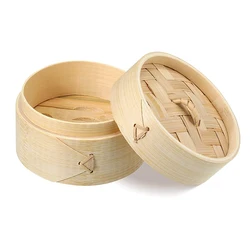 10cm Handmade Bamboo Steamer Basket with Lid Storage Cage for Bao Buns Dumpling Chinese Steamer Baskets Kitchen Cooking Tools