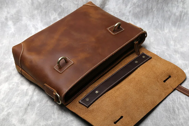 Retro Leder herren Handtasche Top Schicht Rindsleder Aktentasche Crazy Horse Leder Messenger Schulter Große Kapazität Computer Tasche NZPJ – Detail 12