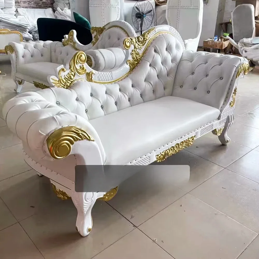 Wholesale White Leather Solid Wood Carving Royal Princess Chair Wedding