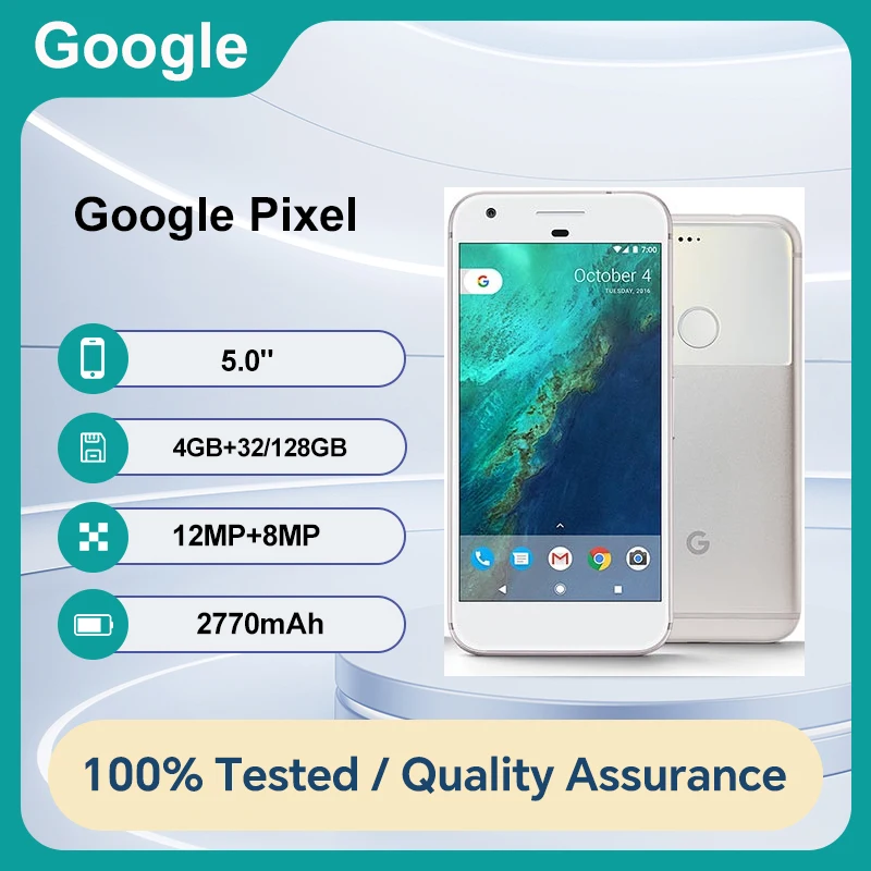 بصمة Google Pixel 4G الأصلية غير مقفلة WIFI 32GB 4GB RAM 5.0 بوصة 12MP Android 7.1 2770mAh