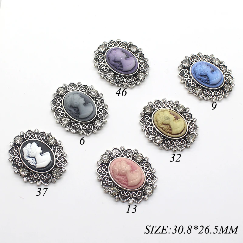 5pcs/lot 30.8*26.5MM Oval Flower Flatback Sewing Buttons for Clothing Rhinestone Button for Wedding Hair Accessories Decorative