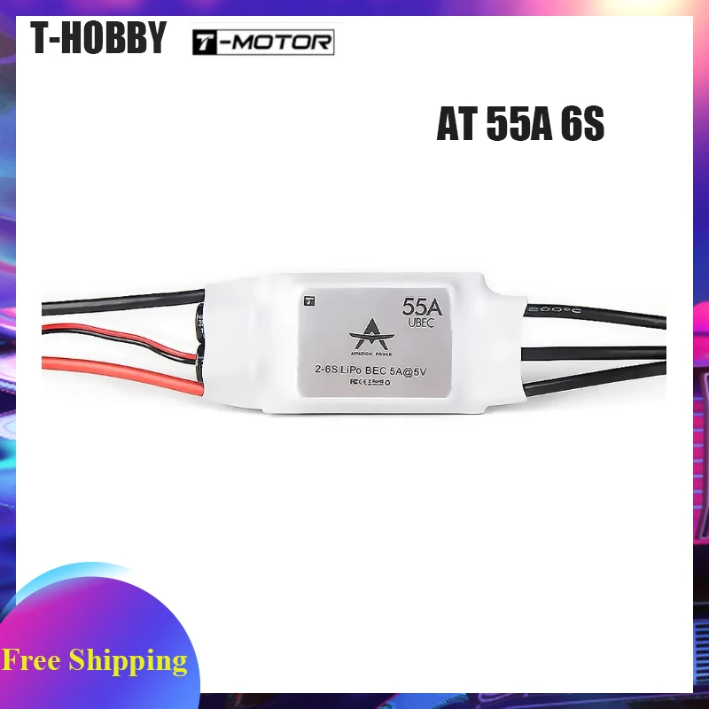 T-MOTOR AT Series ESC AT55A Speed Controller 2-6s 5V/5A Rigid Wing ESC Support Benz Output for RC Rigid Wing Airplane RC Model