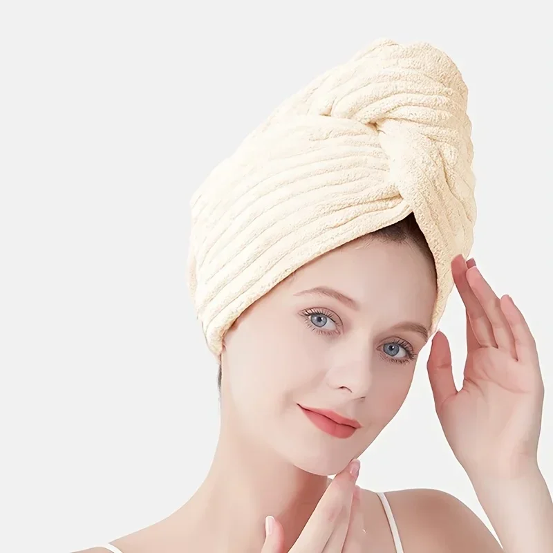 1Pcs Quick-Drying Microfiber Hair Drying Cap Absorbent Soft Anti-Frizz Hair Towel Wrap for Women Home Bathroom Daily Use