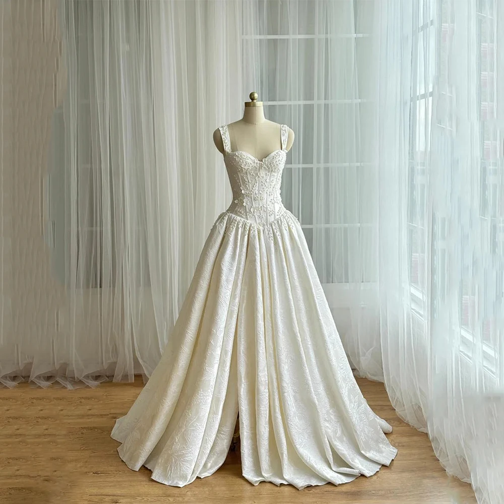 

High Quality White Customized Wedding Dress Sweetheart Sleeveless with Appliques A-line 2026 Style Prom Gowns for Floor Length