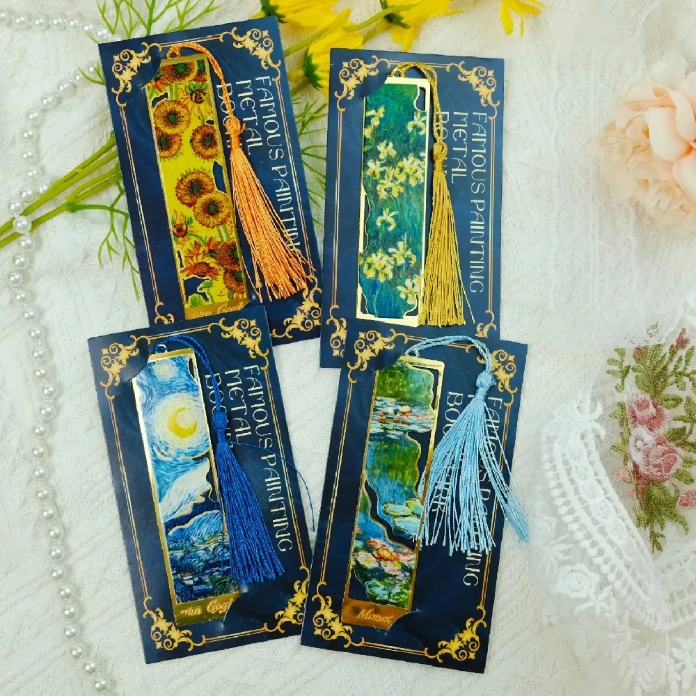 

Van Gogh Oil Painting Exquisite Starry Sky Sunflower Metal Bookmarks for books Art Exhibition Souvenirs Gift Kawaii Stationery