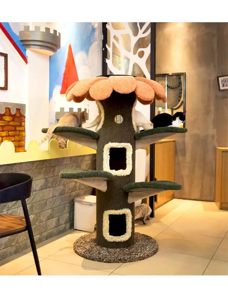 Large Cat Climbing Frame Toy, Sunflower Cat Tree, Villa Castle, Scratch-resistant Cat Tree, Hole House, New