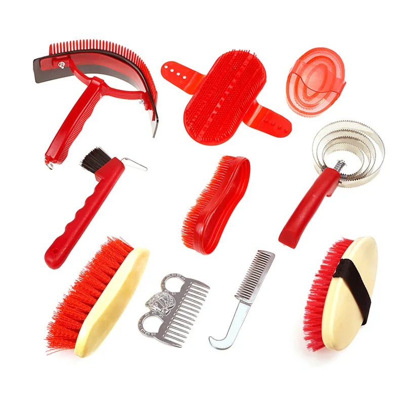 10-Piece Waterproof Horse Grooming Kit Comb & Brush Set with Plastic Storage Bag