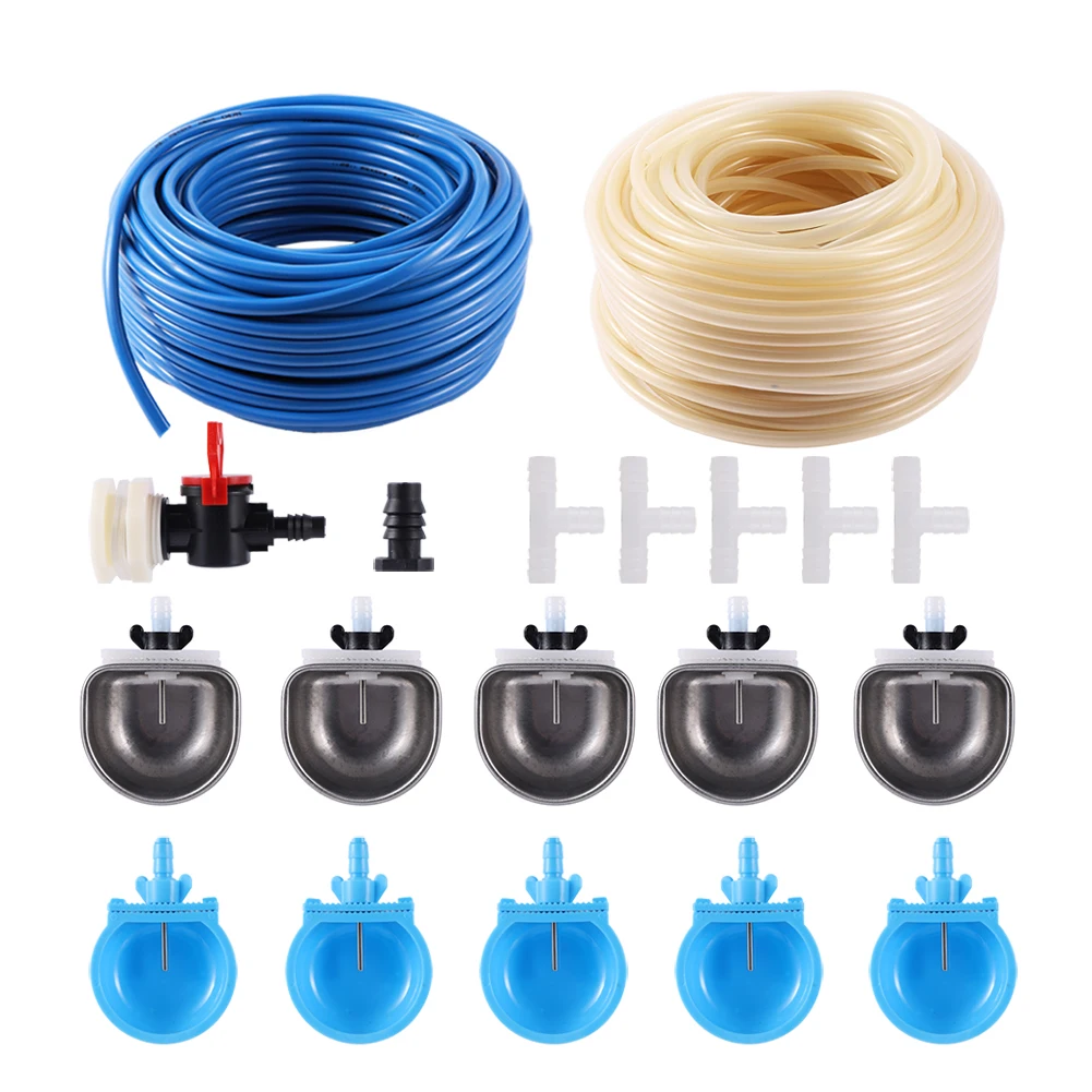 5M Hose with Rabbit Drinker Kit Rabbit Breeding Equipment Anti-scratch Drinking Water Bowl Rabbit Fox Nipple Drinking Water Box