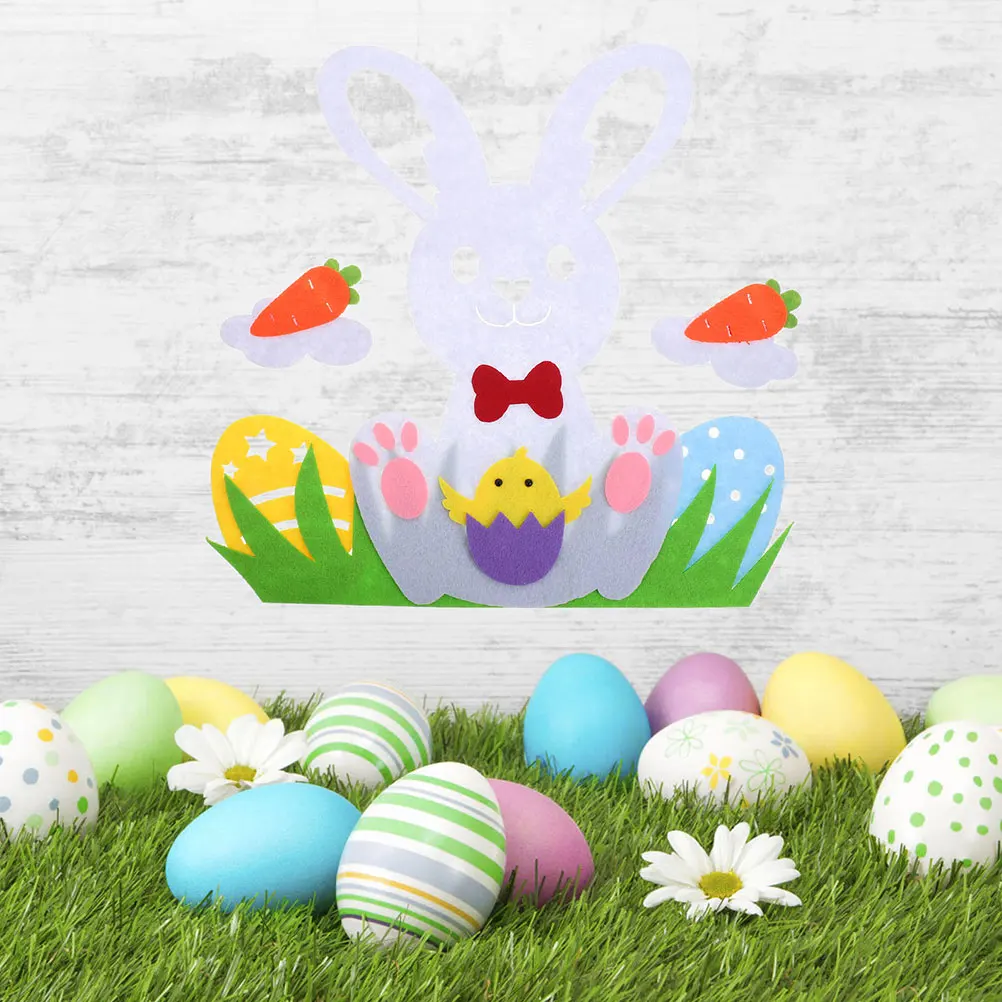 

2Pcs Easter Bunny Window Decor Non-Woven Craft Bunny Door Decoration Easter Spring Party Home Decor DIY Rabbits Craft