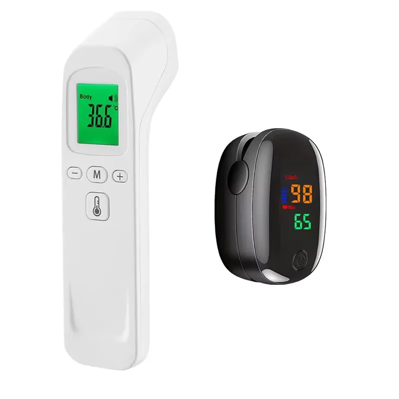 Finger Pulse Oximeter& Non-Contact Infrared Thermometer-Digital LCD Thermometer for Adults & Infants,Ear Temperature Measurement