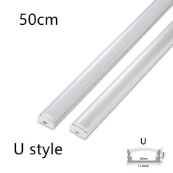 LED 50cm Aluminium Channel for Led Strip V/U Shape Aluminum Profile with Diffuser Milky PC Cover,LED Bar Strips Light Holder