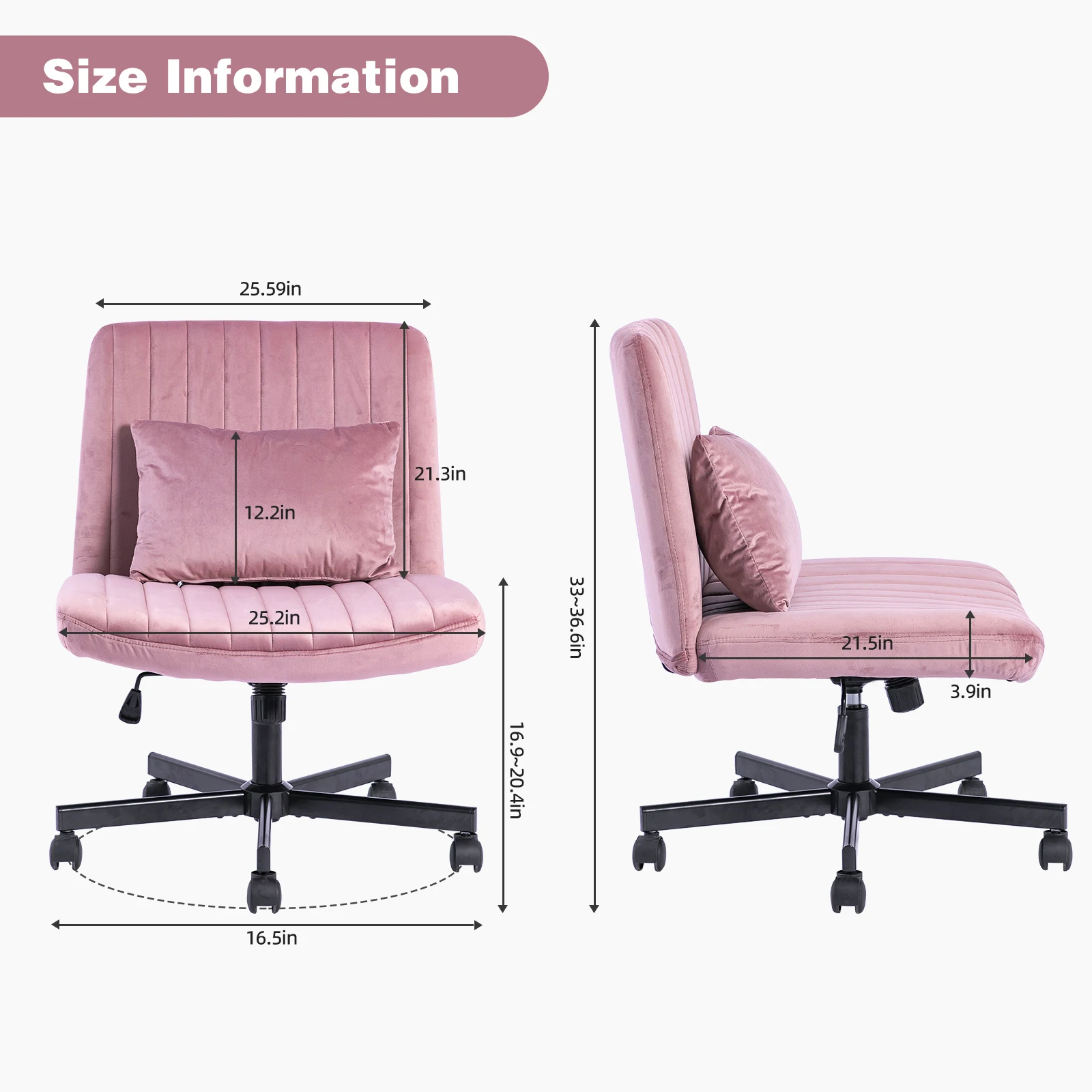 Comfortable Office Chair with Adjustable Seat Height and Armrests for Computer Desk Office Chair Cross Legged with Wheels