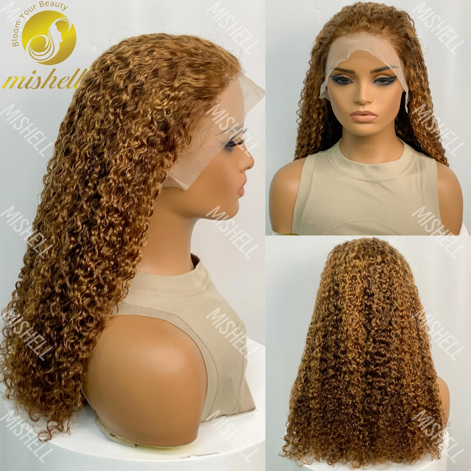 20 Polegada destaque ombre 13x4 laço frontal peruca de cabelo humano 350% densidade 12a brasileiro remy peruca de cabelo onda de água encaracolado perucas de cabelo do laço