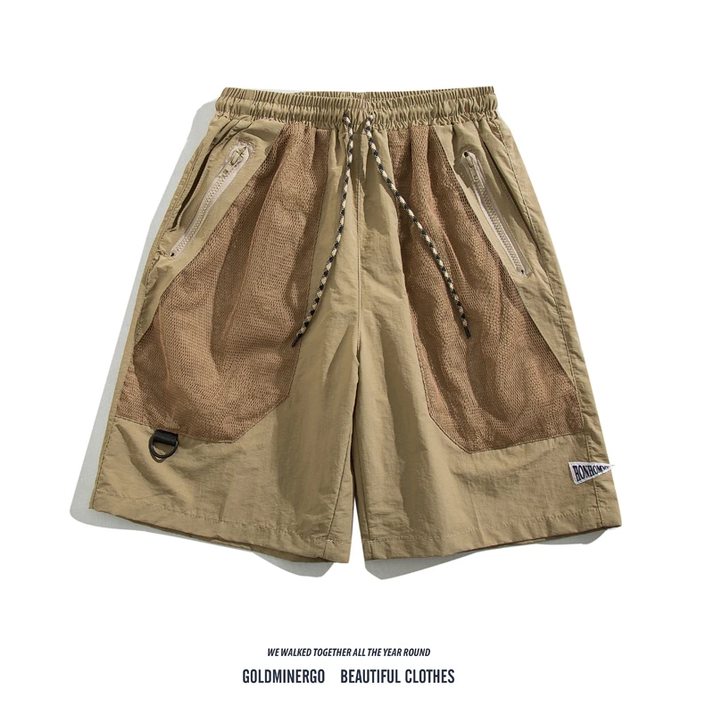 

Retro Japanese Sle Me Splicing Workwear orts Men's Trendy Functional Loose Casual Large ket Five-Point Pants