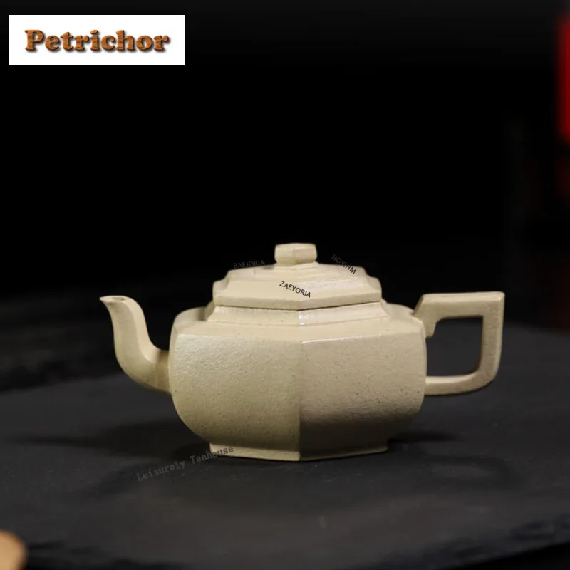 155ml Luxury Yixing Purple Clay Teapots Handmade Hexagonal Pot Raw Ore Motoyama Green Mud Kettle Chinese Zisha Tea Set Tea Items