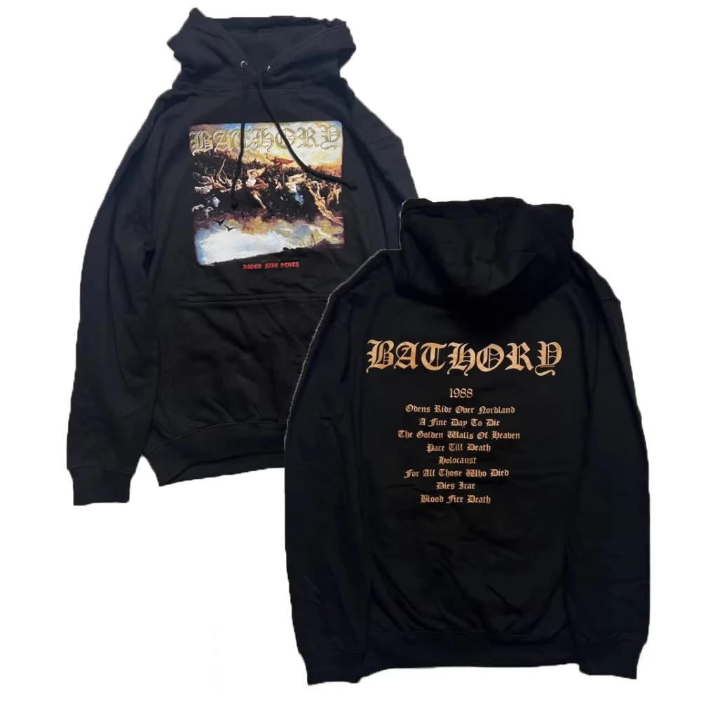 Black Heavy Metal Band Bathory Hoody Tops Mens Hoodies Hooded Y2k Vintage Hip Hop Streetwear Hoodie Oversized Zip-up Hoody Coats