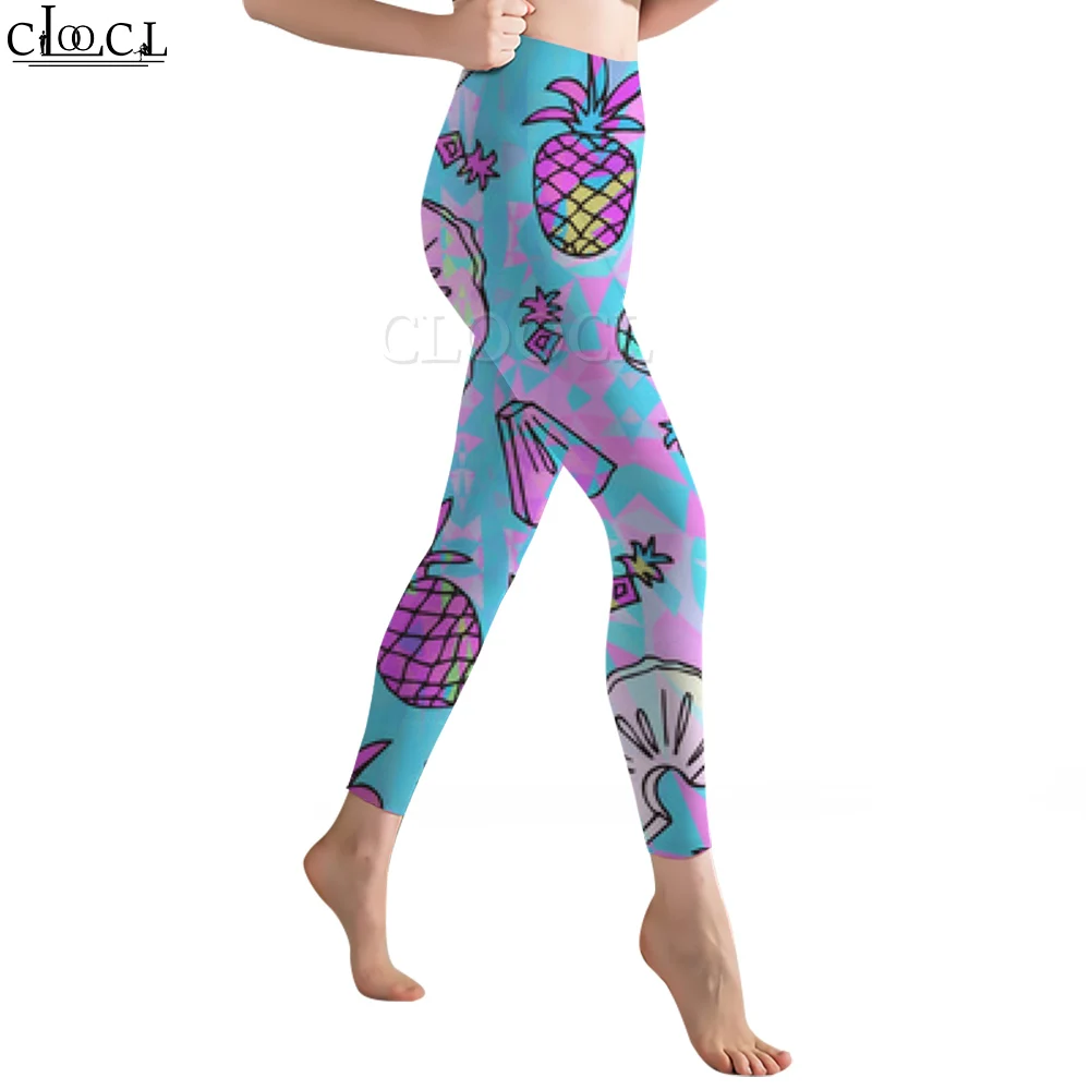 CLOOCL New Fashion Blue Women Legging Watercolor Pineapple Pattern 3D Print Trousers for Female High Waist Seamless Legging