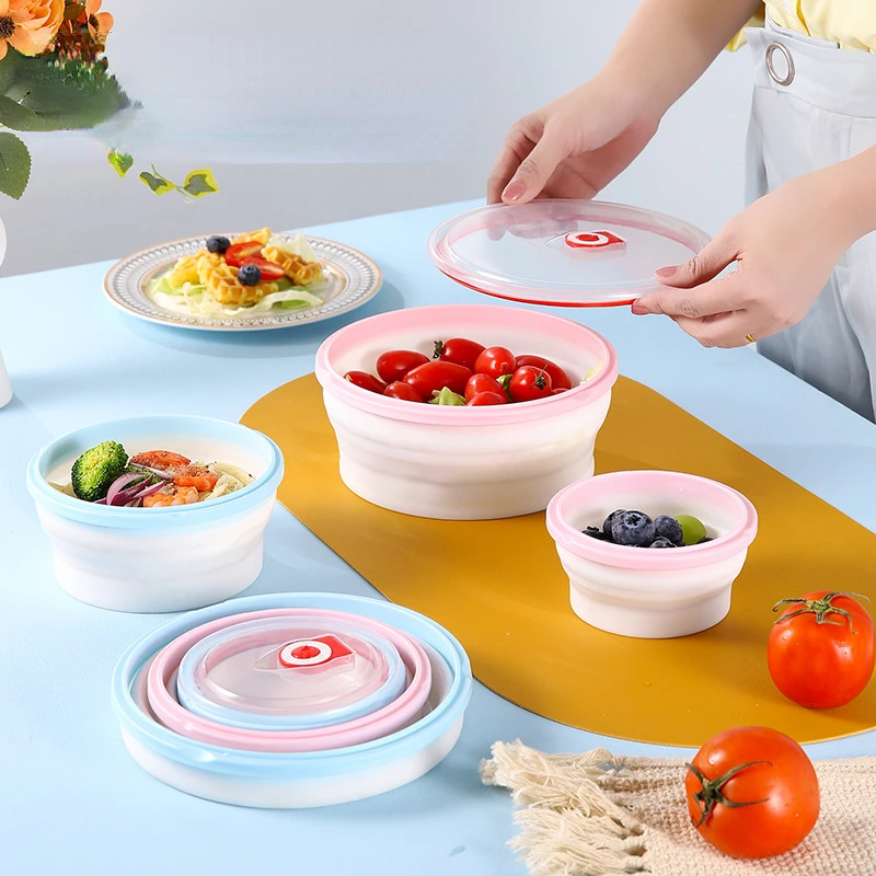 Portable Folding Bowl, Travel Picnic, Throw Lunch Box, Baby Dining Bowl, Household Portable Tableware, Silicone Portable Bowl