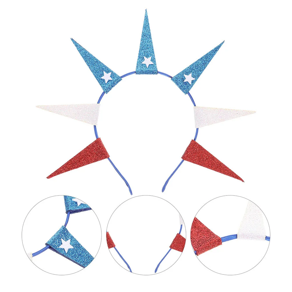 

2Pcs Patriotic Headband Statue of Liberty Sparkling Usa Stars Election Rally National Celebration Accessories Statue of Headband