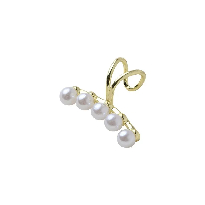 French Pearl Ear Bone Clip Women Fake Piercing Ear Cuff Retro Elegant Irregular Natural Pearl Ear Clips On Earrings Jewelry Gift