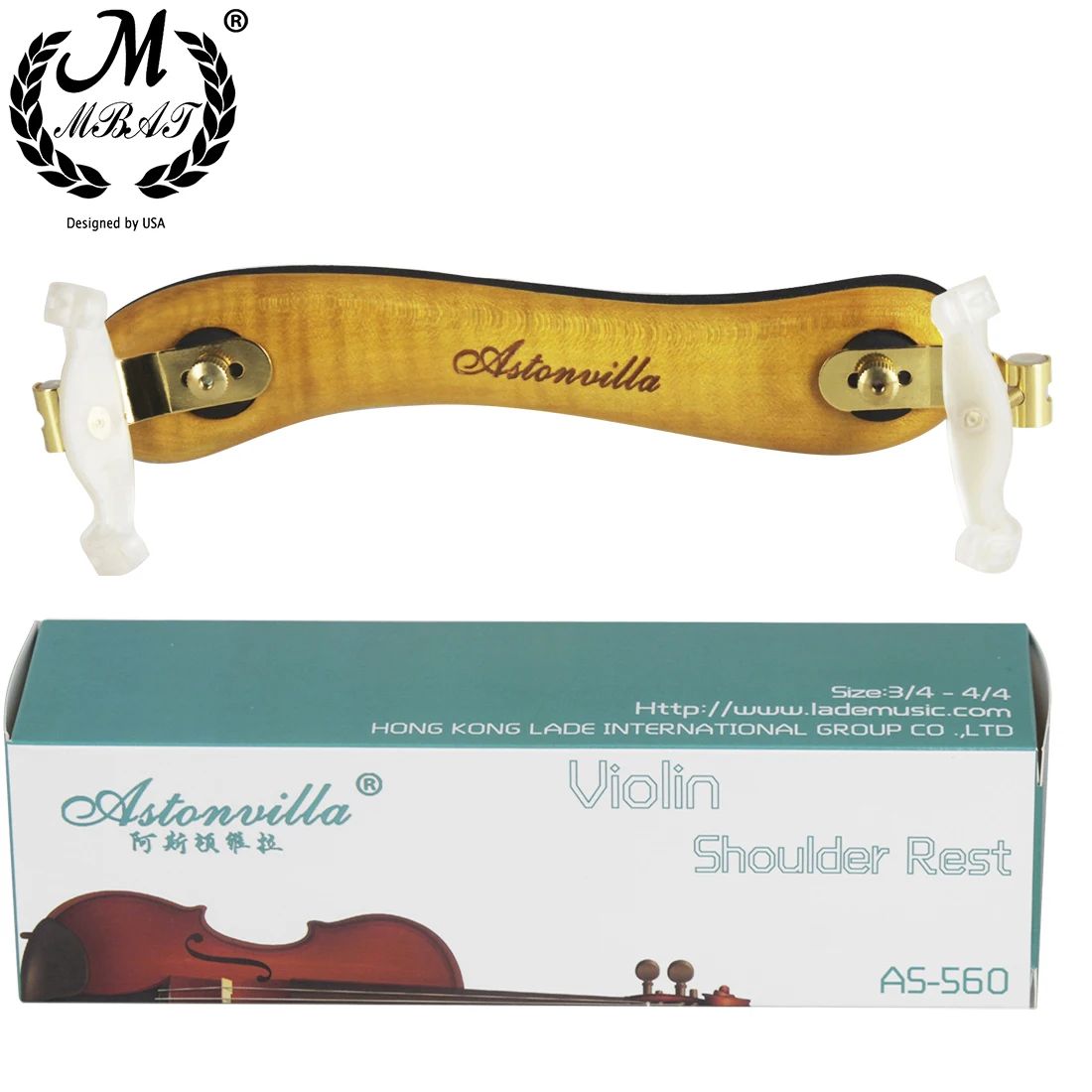 M MBAT Violin Shoulder Solid Wood Rest Shoulder Comfortable Sponge Pad For 1/2 4/4 Sizes Stringed Instrument Violin Accessories