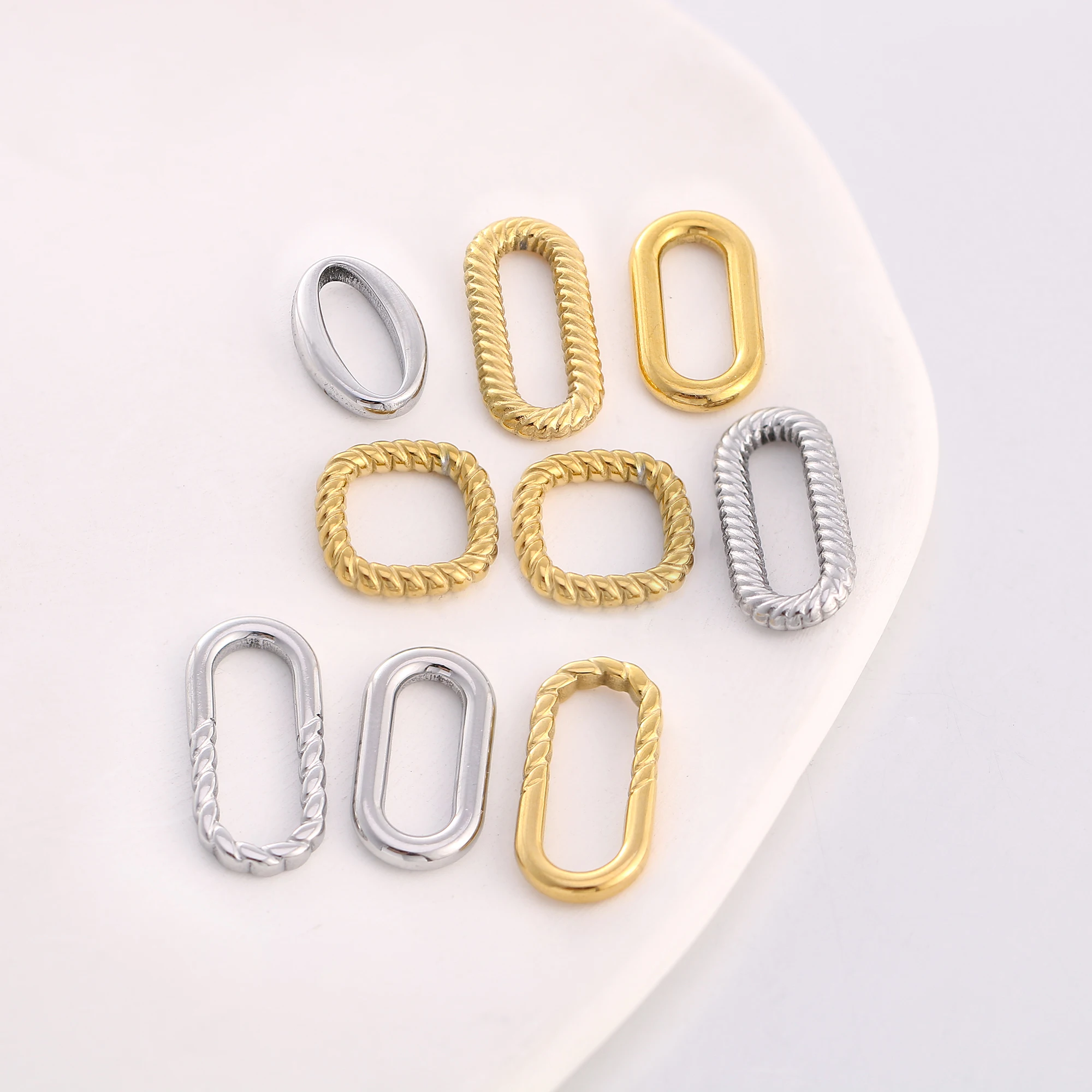 3Pcs/Lot Twist Oval/Round/Hearts Charms Stainless Steel Geometric Connectors Pendants Diy Earrings Necklace Making Accessories