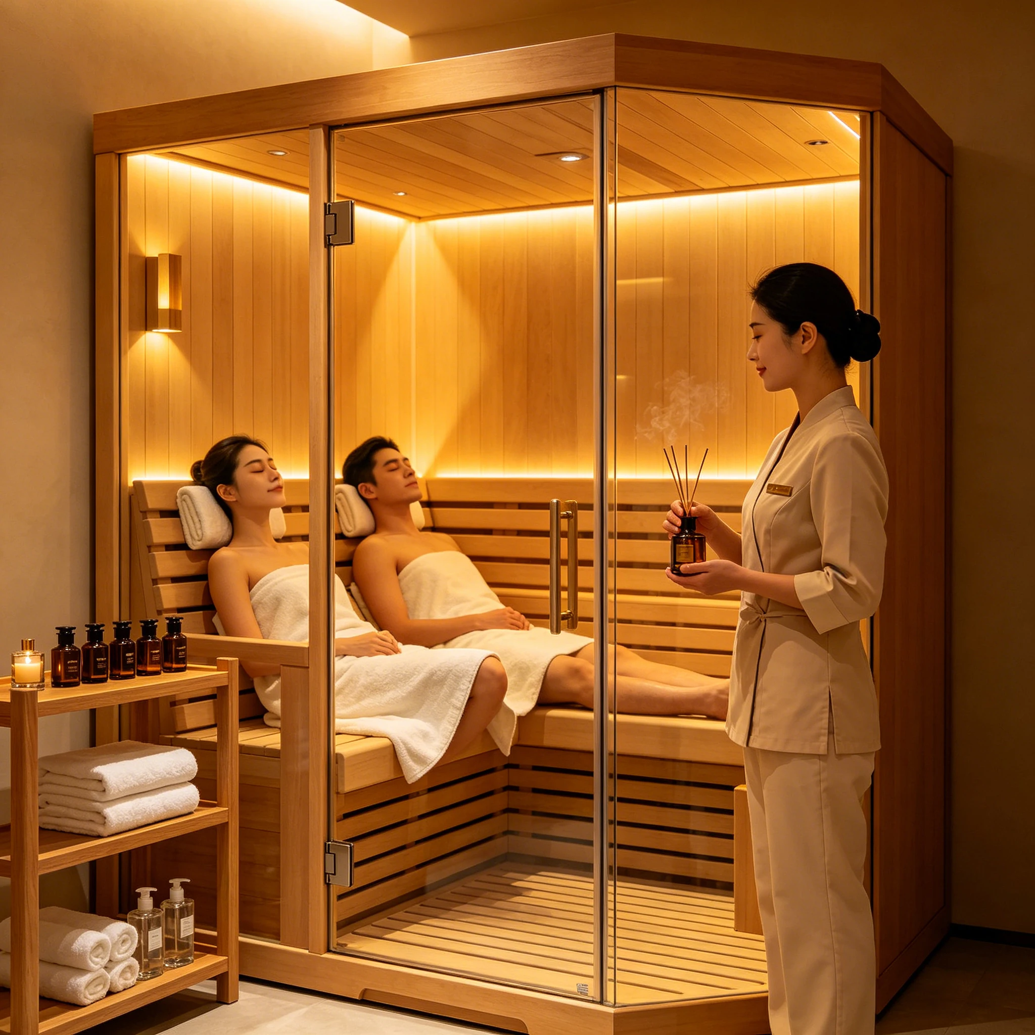 Outdoor 4 Person Barrel Sauna Complete Kit Electric Heater Rocks Quality Door Weatherproof Backyard Garden Home Leisure