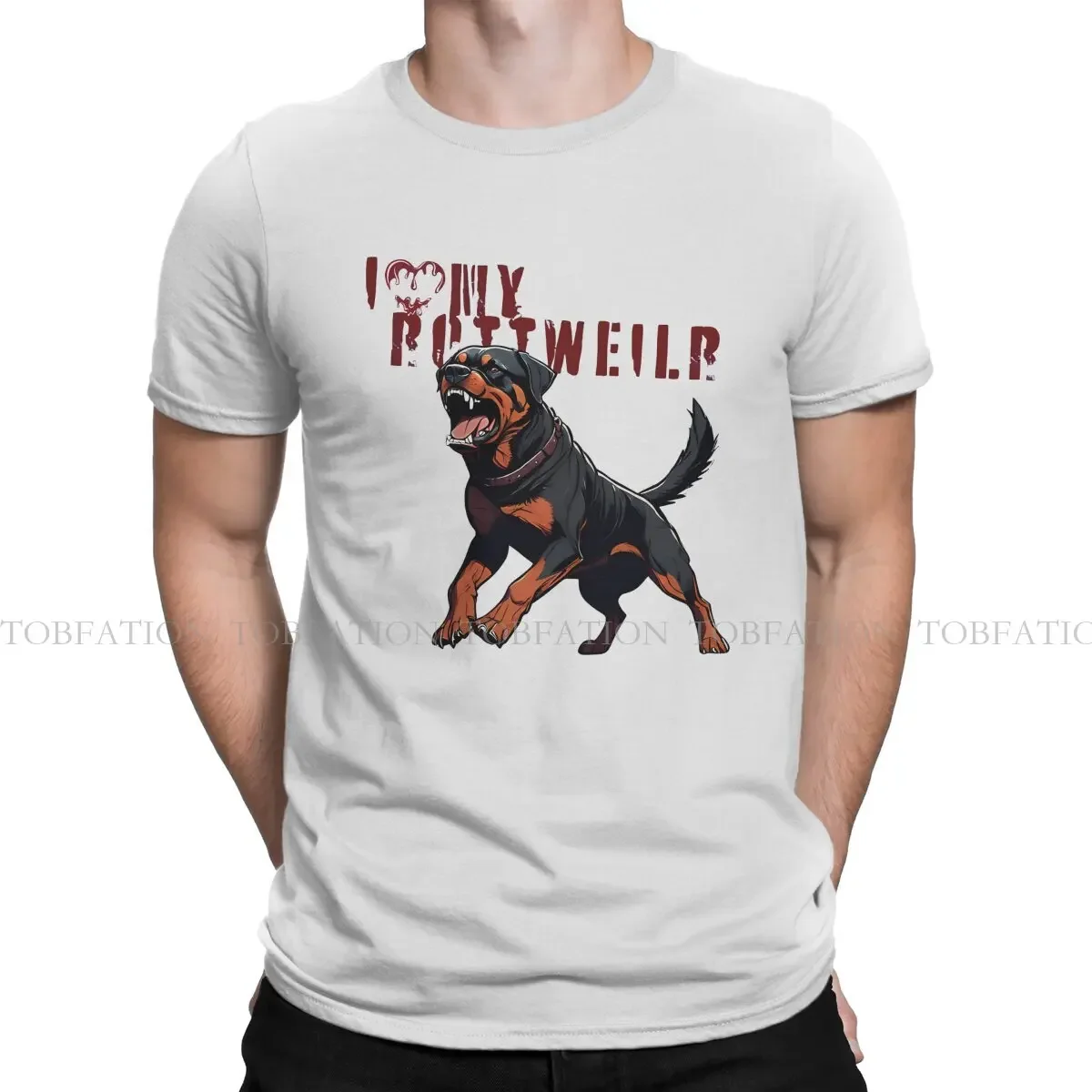 I Love My Dog Newest TShirts Rottweiler Dog Men Graphic Pure Cotton Tops T Shirt Round Neck Oversized