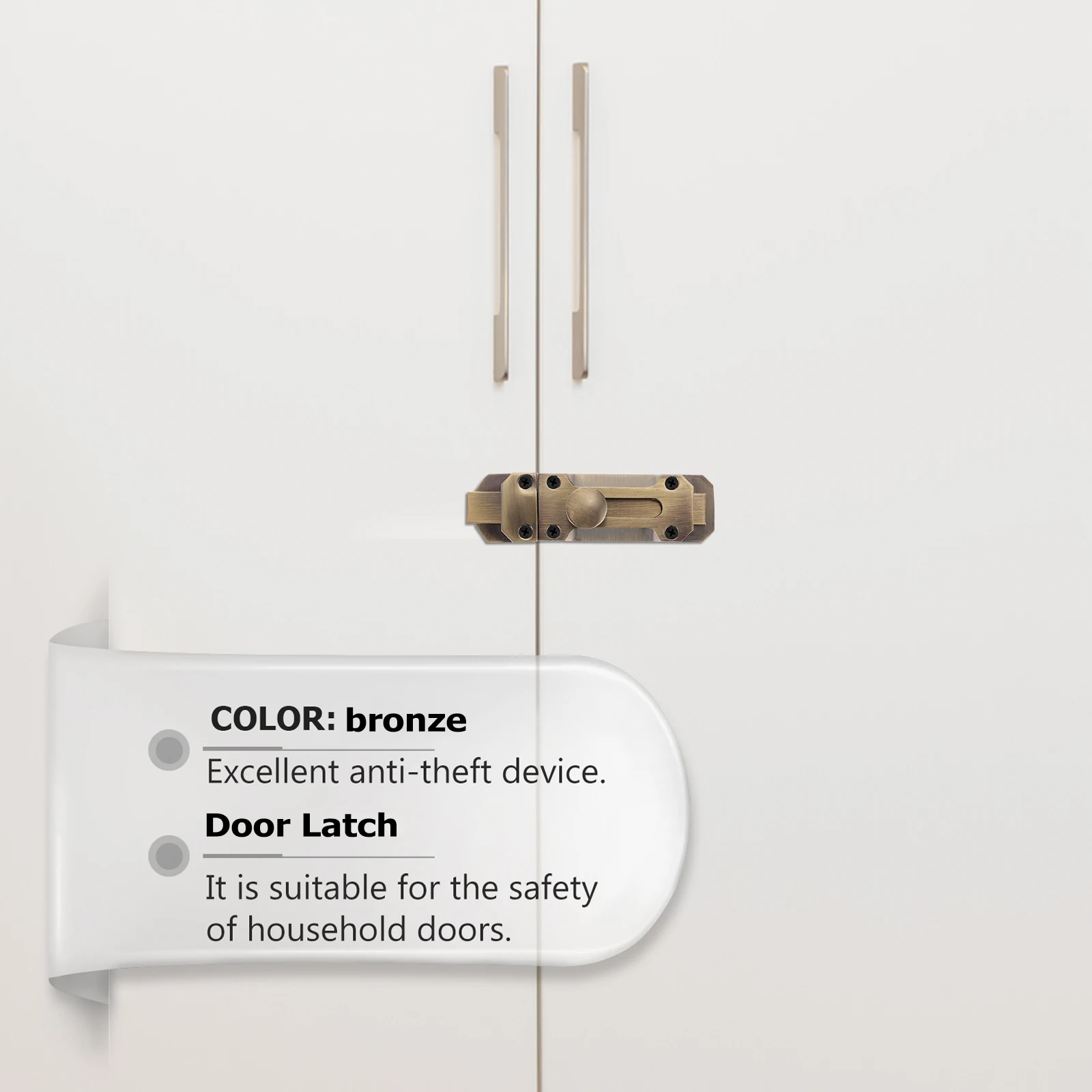 

Heavy Duty Zinc Alloy Door Latch Slide Lock Enhanced Security for Bedroom Bathroom Door Sliding Latch Keyless Entry Corrosion