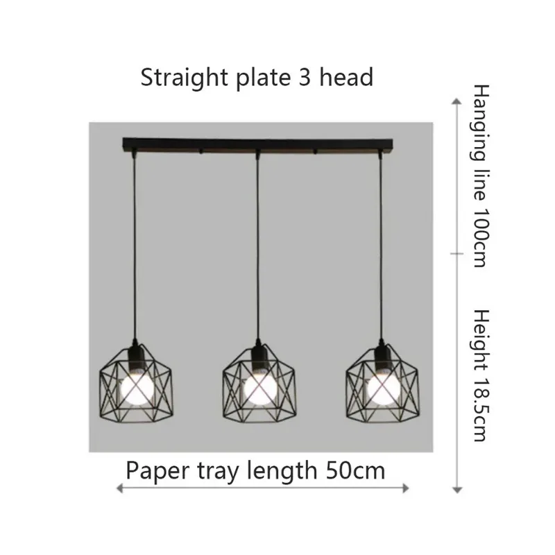 Metal Pendant Lamp Hanging Fixtures Modern E27 Iron Minimalist Vintage Scandinavian Loft Pyramid
