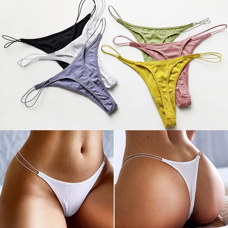 Thin Strap Cotton Thong Tangas Lingerie Sexy Underwear Low Waist Temptation Sex Panties String T Pants Seamless Briefs