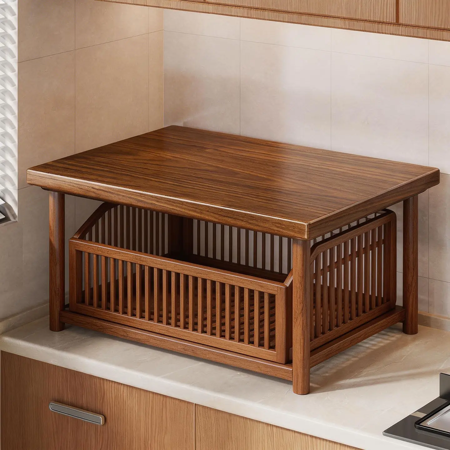 

HYS Kitchen Shelves Countertops Multifunctional Snacks Seasoning Storage Cabinets Pull-out Dishes Cups Tableware Layered Shelves